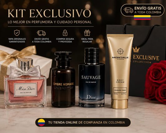 Kit de Perfumes Miss Dior, Ombre Nomade, Sauvage y Crema Corporal.